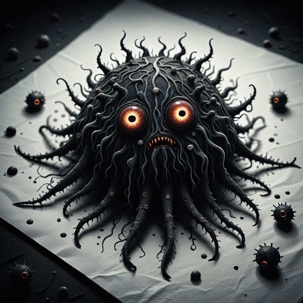 Monstrous Microbe in Dark Fantasy Close-Up