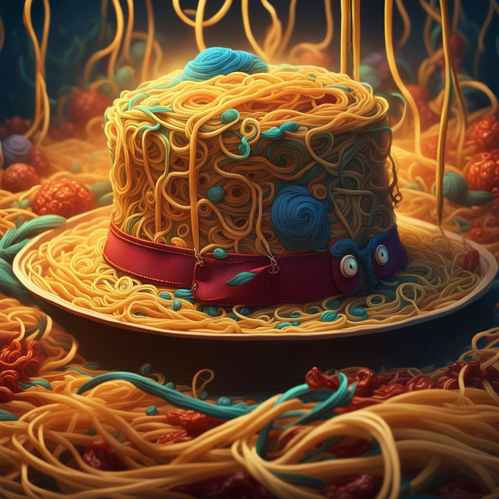 Spaghetti Hat in Surrealist Style