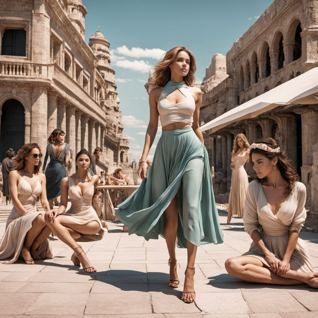 Sensual Italian Goddesses Amidst Ancient Ruins