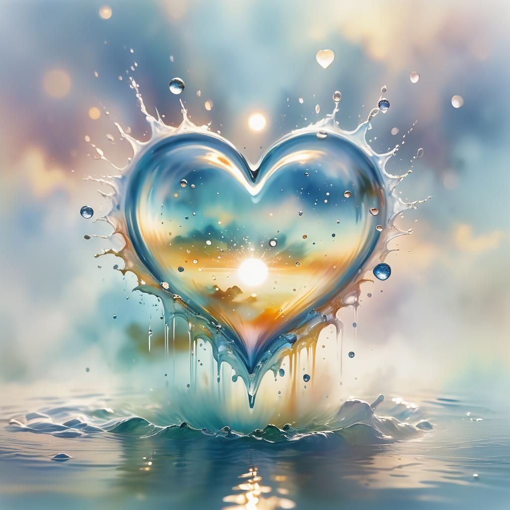 Ethereal Watercolor Heart in Divine Light