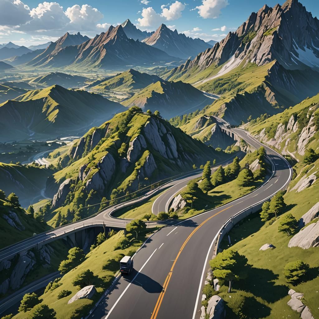 Scenic Road to Freedom: 3D Anime Art