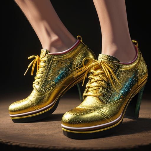 Legendary Shoes on Pedestal in Oil Painting Style