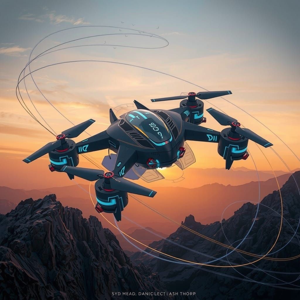 Futuristic Quattro Drone in Sleek Stealth Style