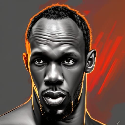 Usain Bolt Portrait in Hyperdetailed Concept Art