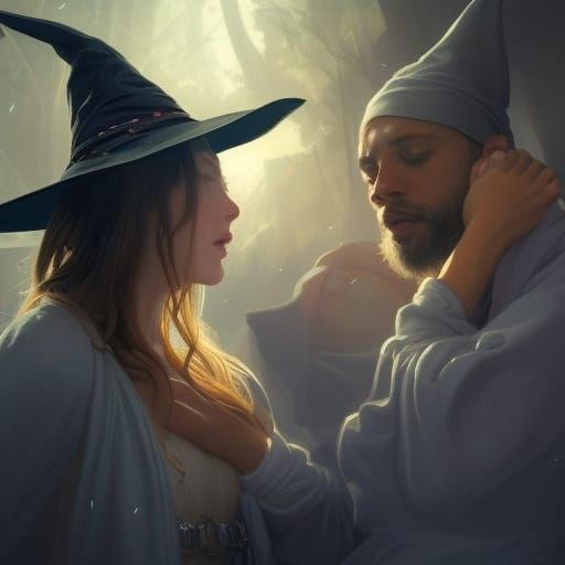Enchanting Portrait of Lovers in Digital Art Style