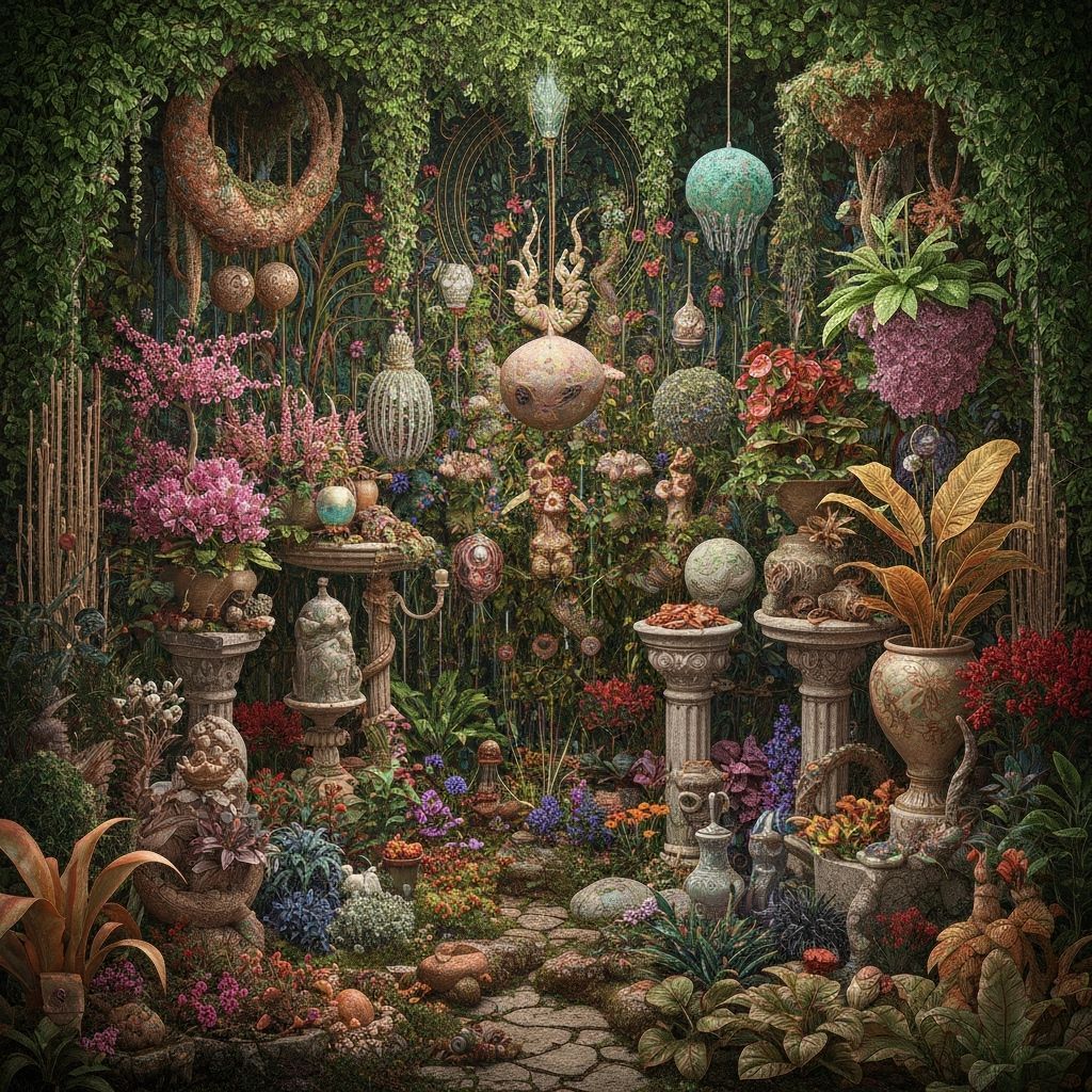 Surreal Fantasy Garden Still Life in DMT Style