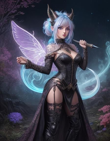 Dynamic Portrait of Woman in Royo-Burton Style