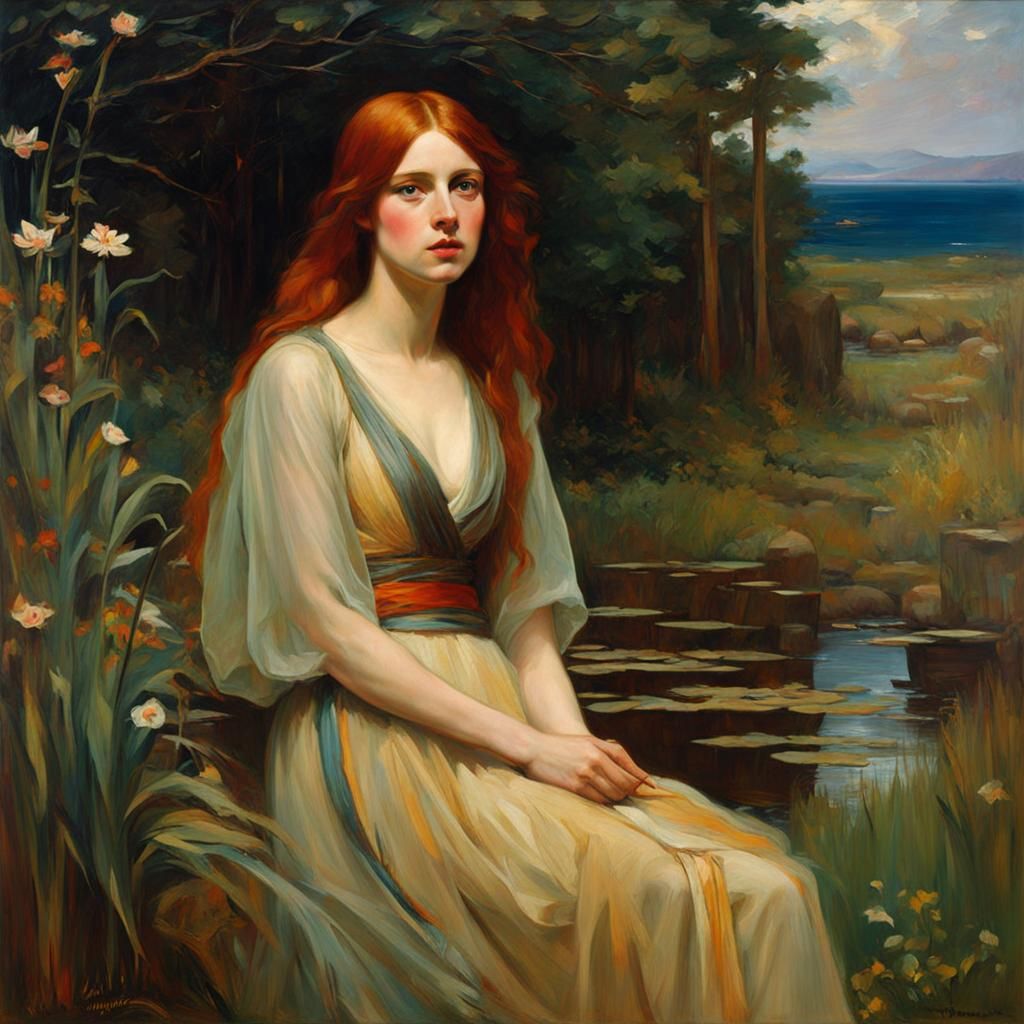 Abstract Expressionist Painting Inspired by Waterhouse