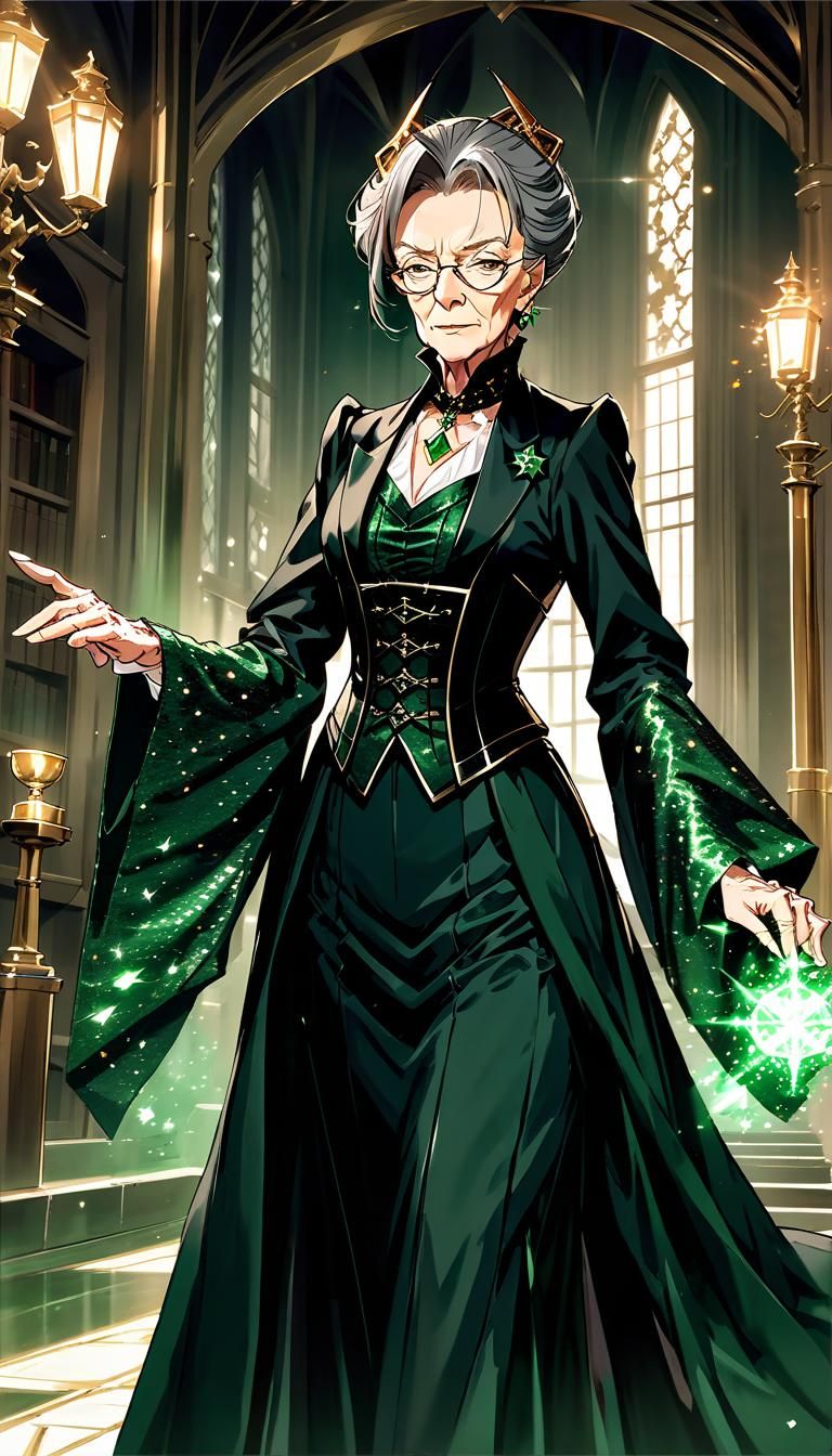 Professor McGonagall as Mature Magical Girl in Anime Style