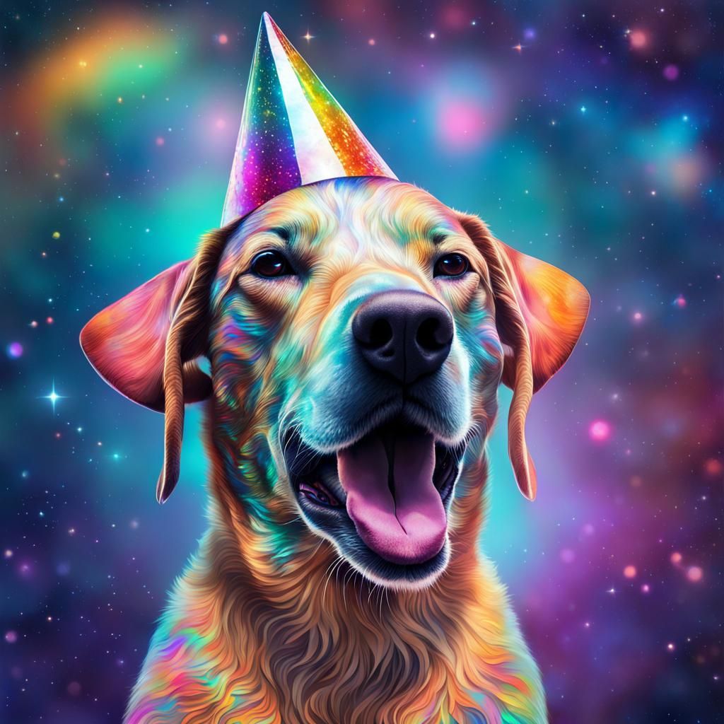 Dog with Two Noses in Cosmic Astral Art