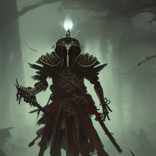 Skeleton Samurai Armor in Dark Fantasy Style