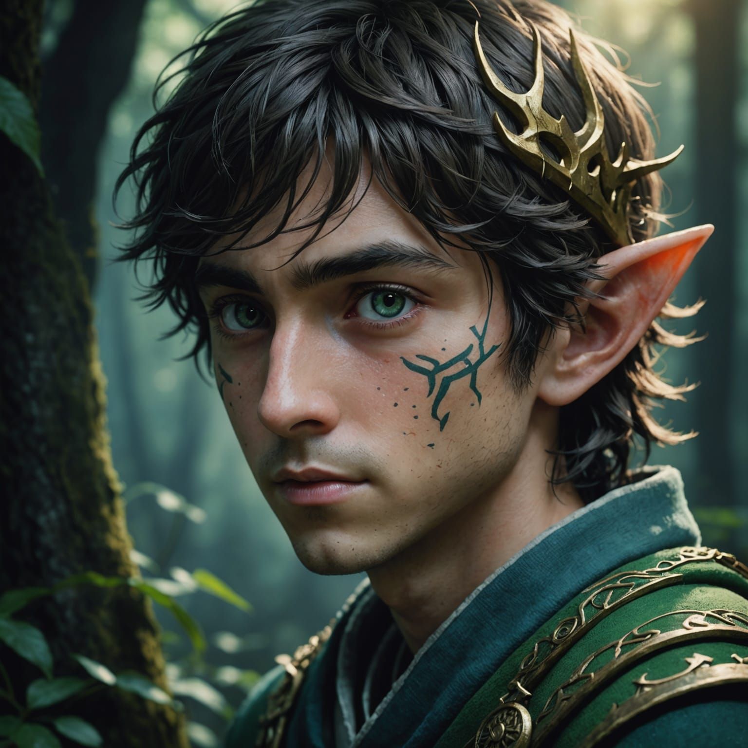 Elf Prince Portrait in Studio Ghibli Anime Style