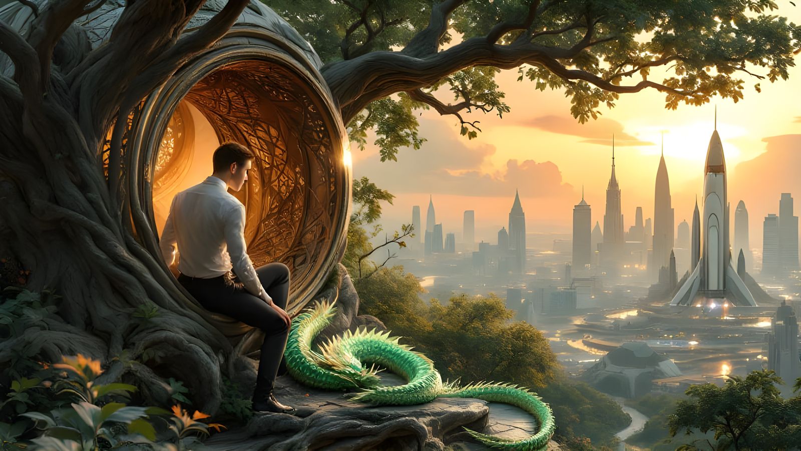 Neo-Elven Treehouse Dragon Rocket Launch