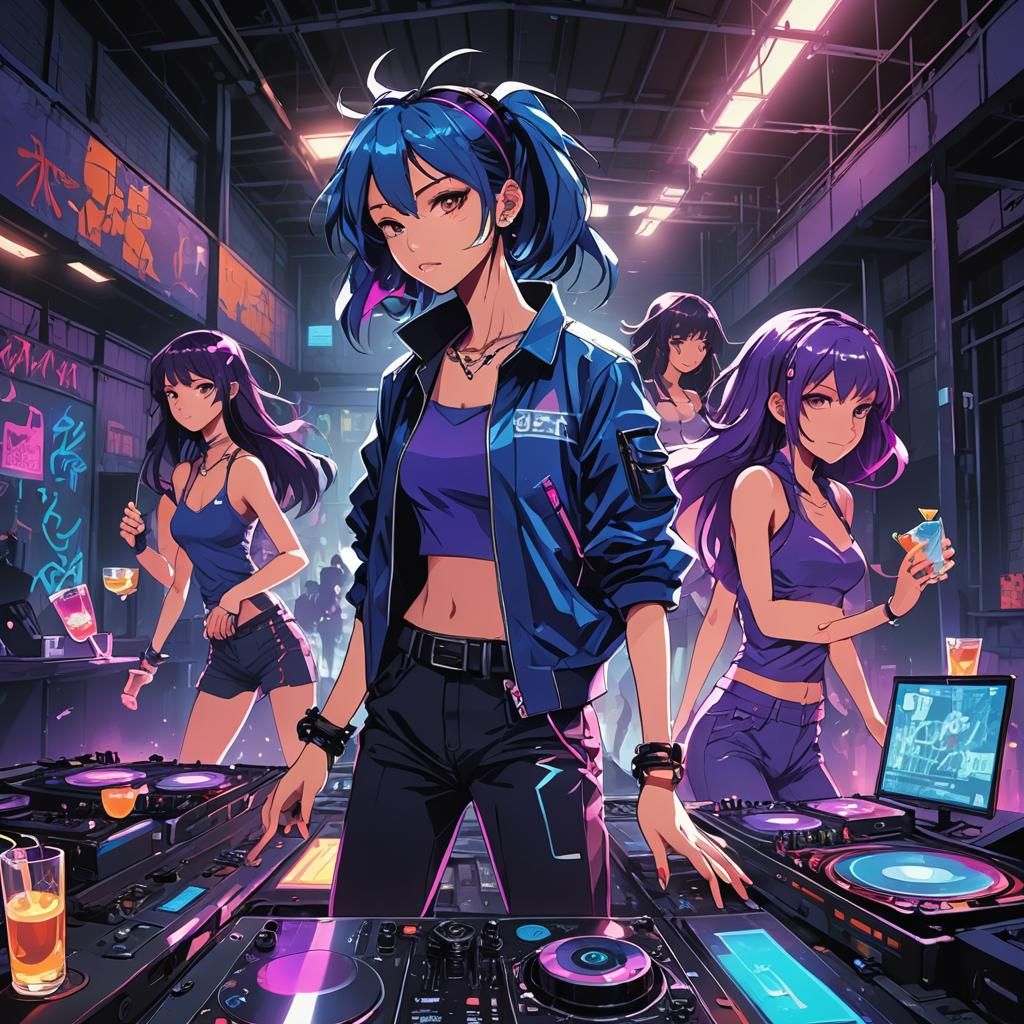 Anime Metal Girls Party in Industrial Warehouse