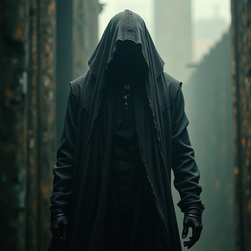 Mysterious Figure Emerges: Dark Surrealism in Digital Art