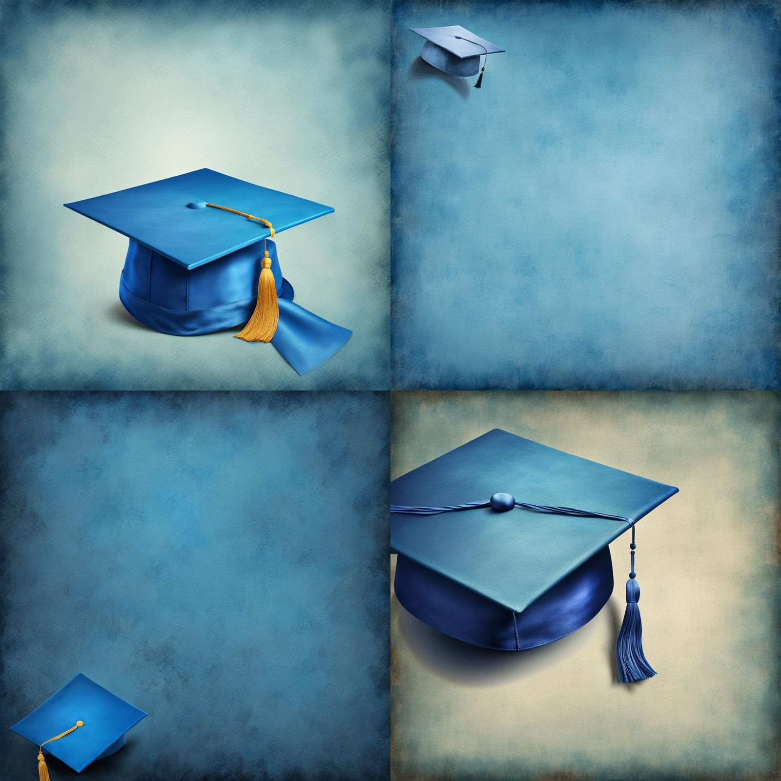 Blue Graduation Cap on Textured Background