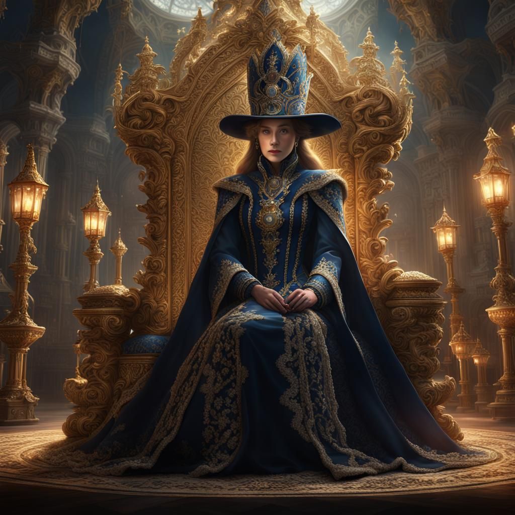 Queen with Sable Hat on Royal Throne