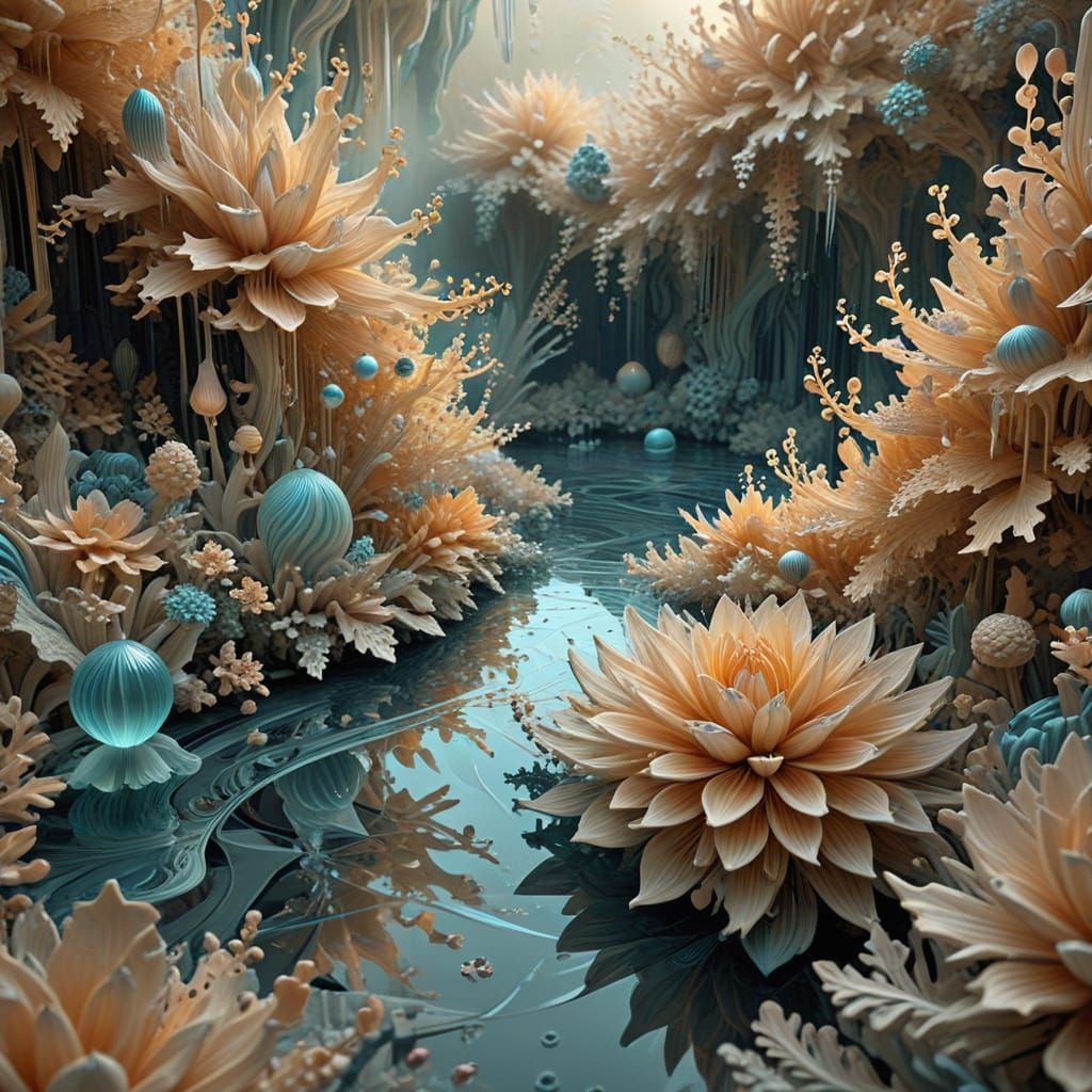 Surreal Sculpture in Infinite Reflections