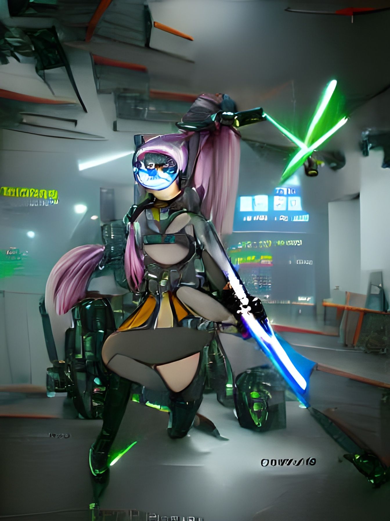 Cyberpunk Mecha Musume Ninja: Futuristic Overwatch Hero
