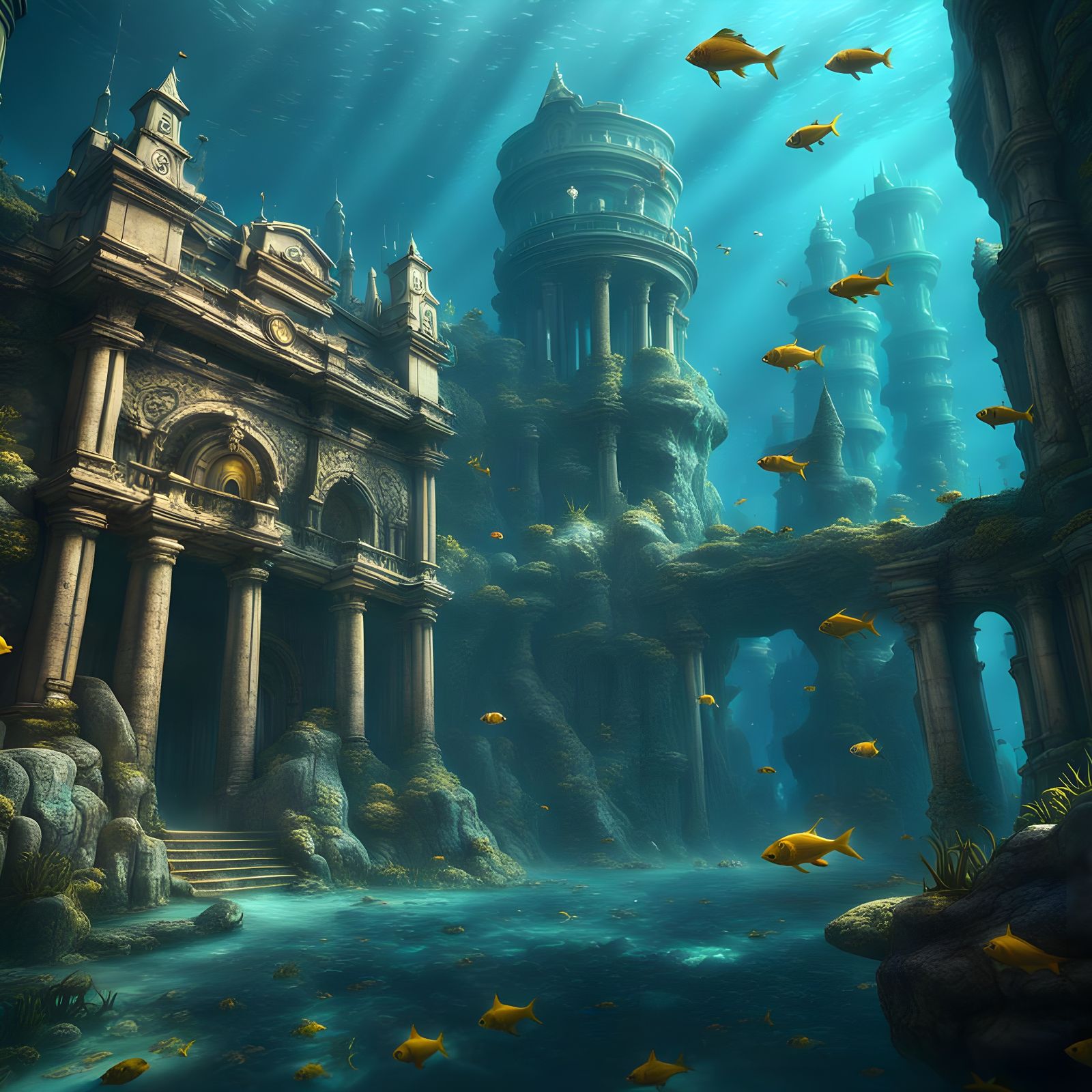 Atlantis Underwater City: Detailed Matte Painting
