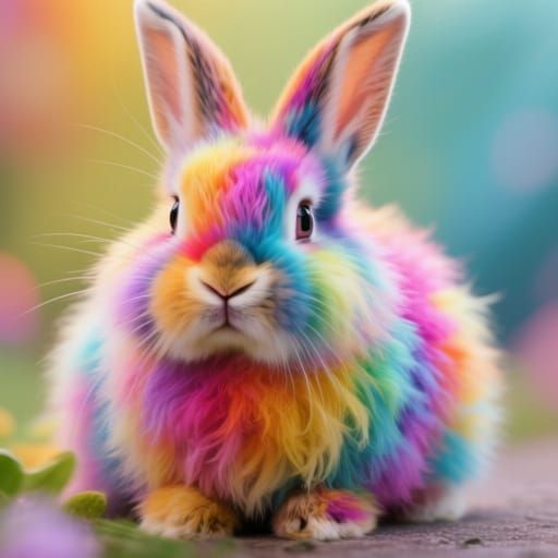 Fluffy Multicoloured Rabbit