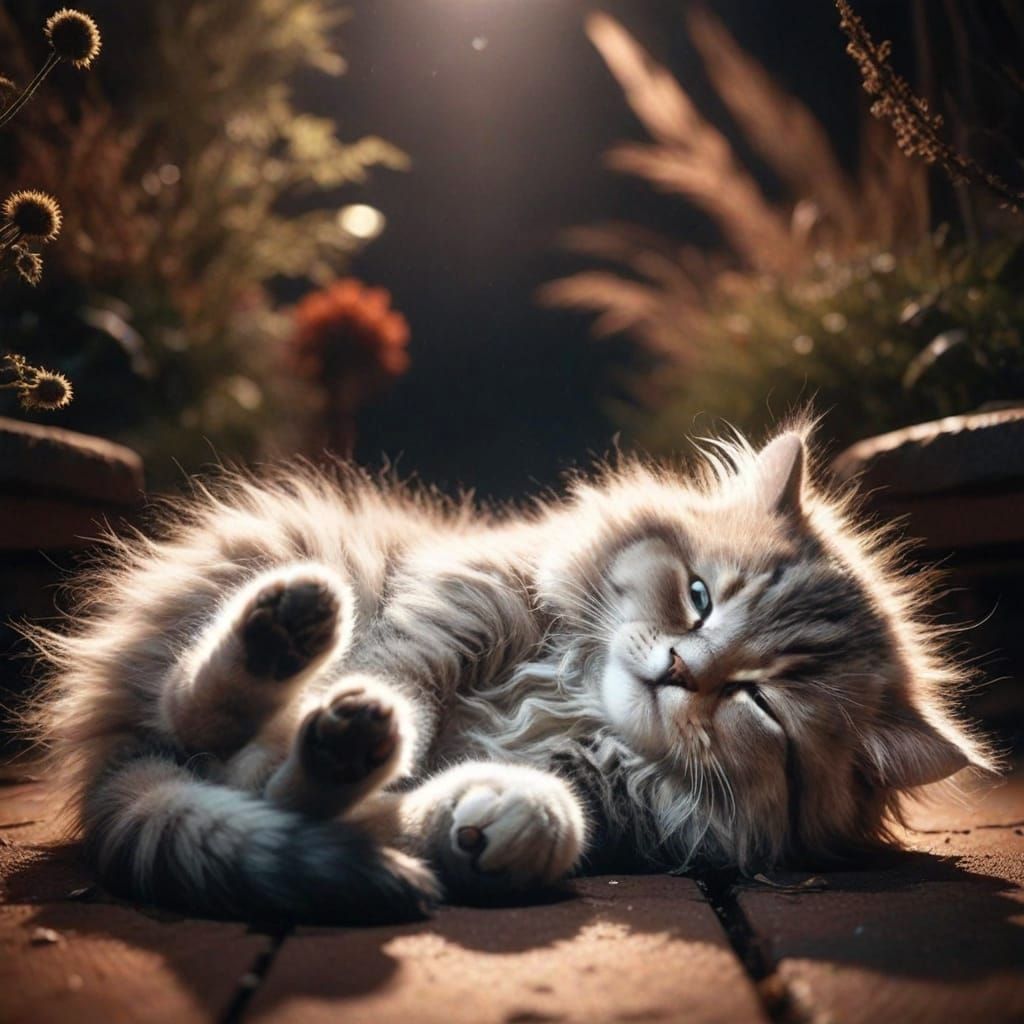Dreamy Christmas Cat in Cinematic Film Still