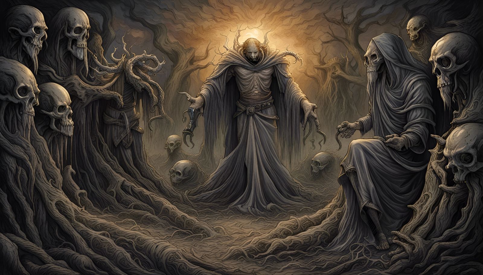 Haunted Cemetery Cursed Day: Sinister Digital Painting