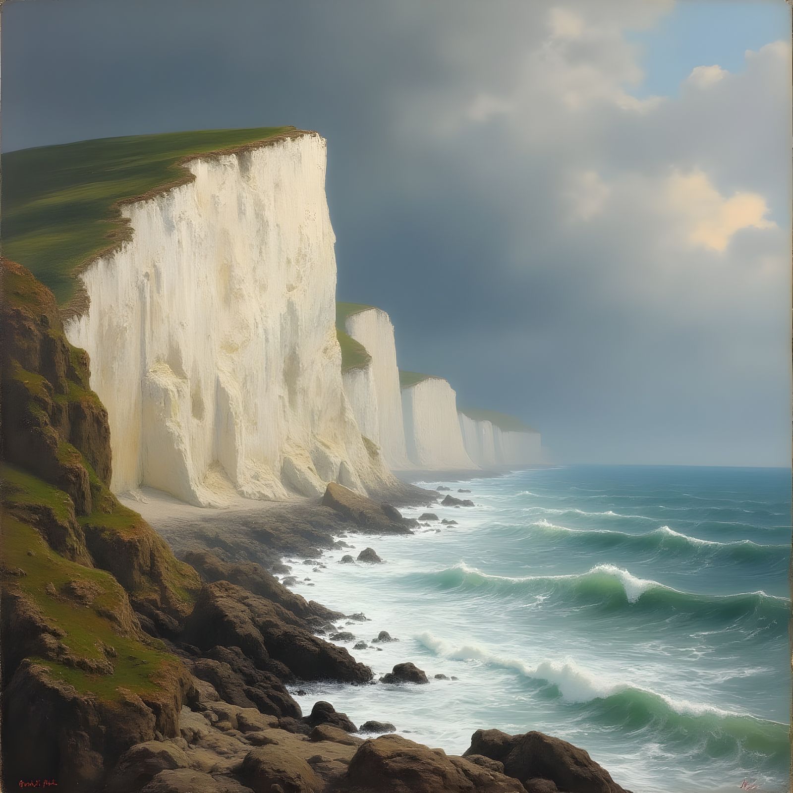 Dover Cliffs in Turbulent Sea