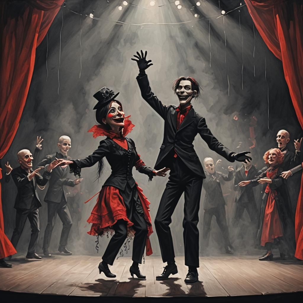 Puppet Couple Dancing on Stage in Fantasy Style
