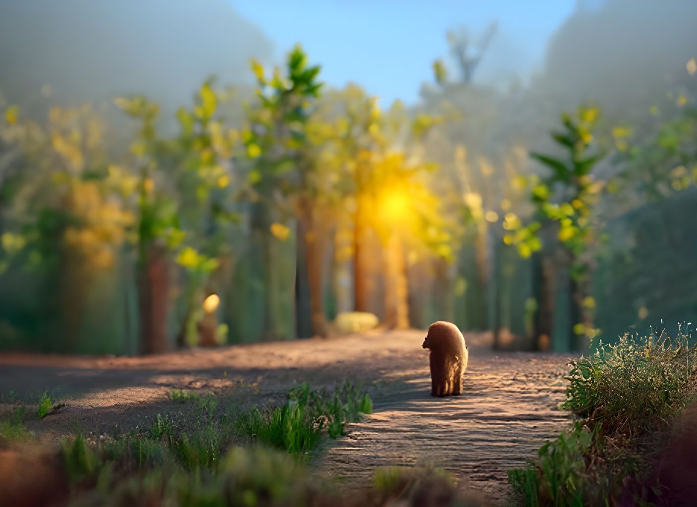 Bear Hiding in Forest at Golden Hour