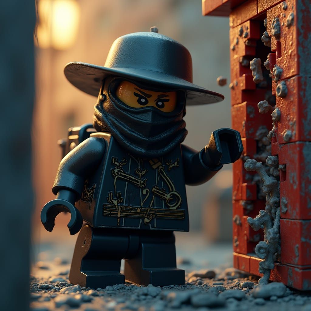 Lego Thief Breaks Into Bank: Comic Book Style