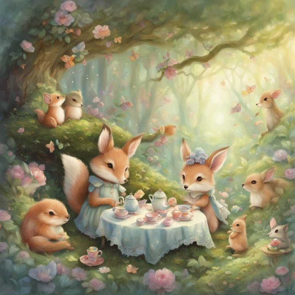 Woodland Creatures Tea Party in Enchanted Forest