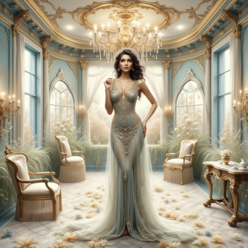 Elegant Woman in 1920s Style, Syd Mead Inspiration