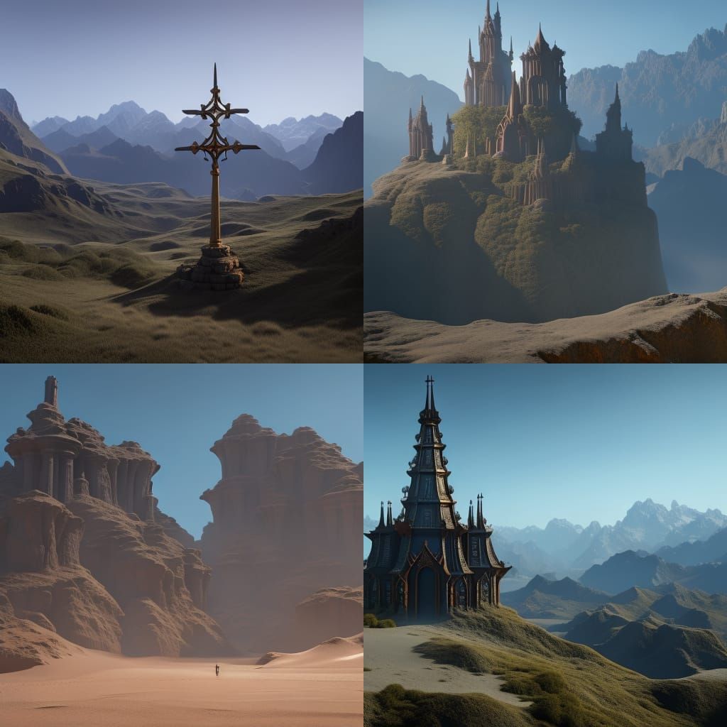 Detailed Christian Cross Matte Painting