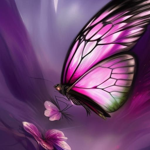 Pink Butterfly Fantasy Art in 8K Resolution