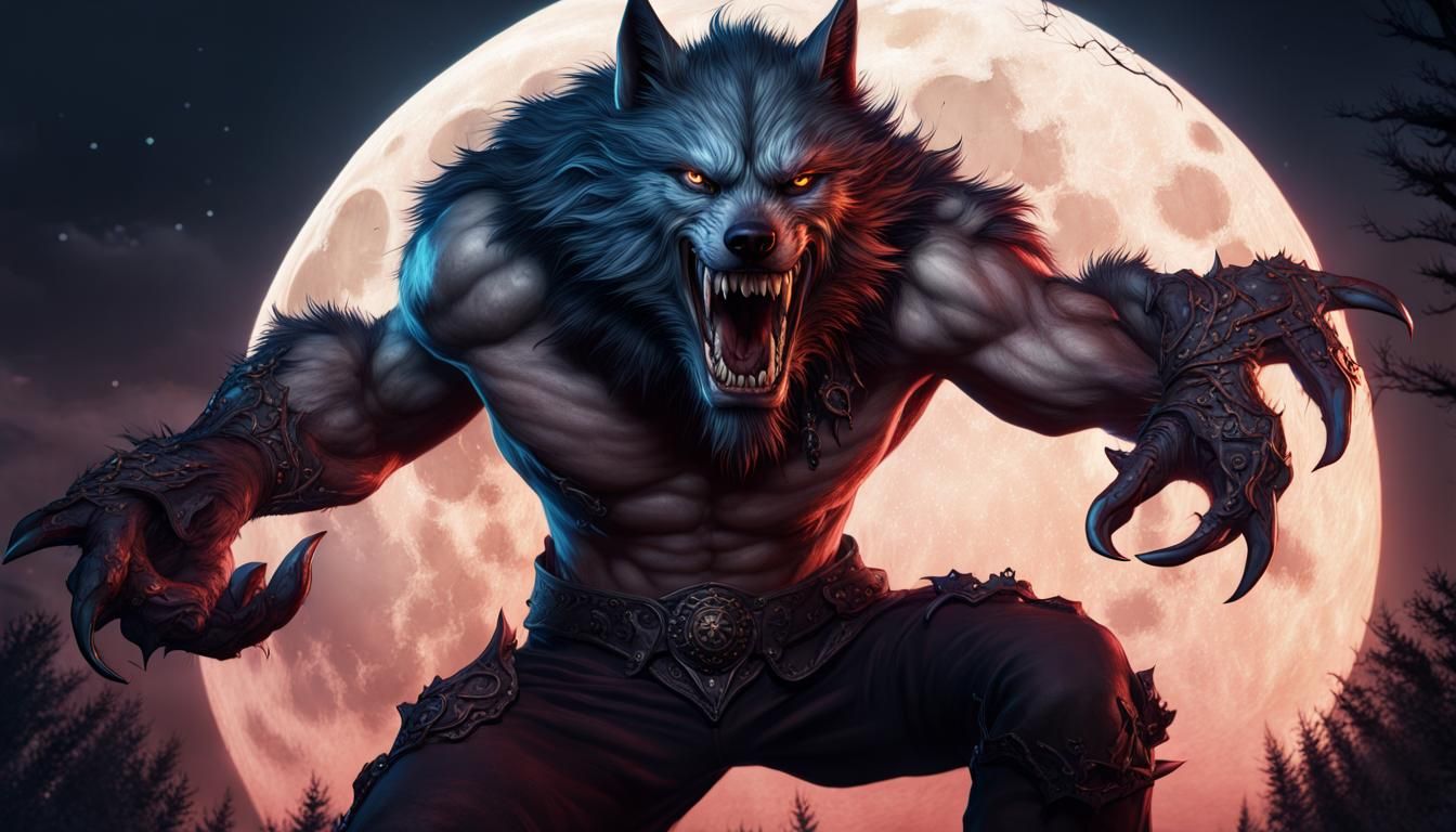 Shapeshifter Transformation Under Full Moon: Matte Painting