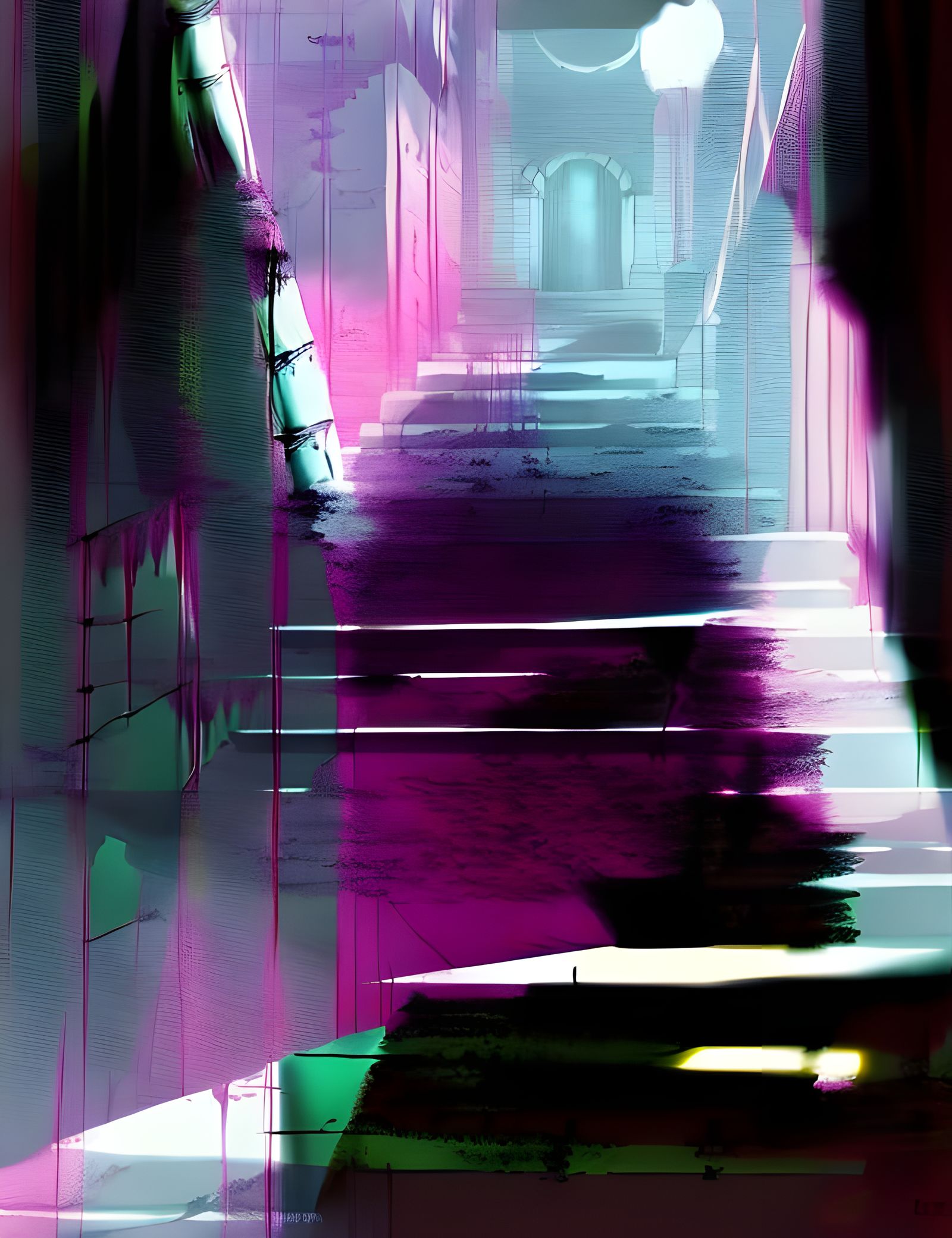 Sinister Stairwell into Darkness: Digital Illustration