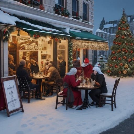 Ethereal NightCafe Christmas Scene with Whimsical Comments
