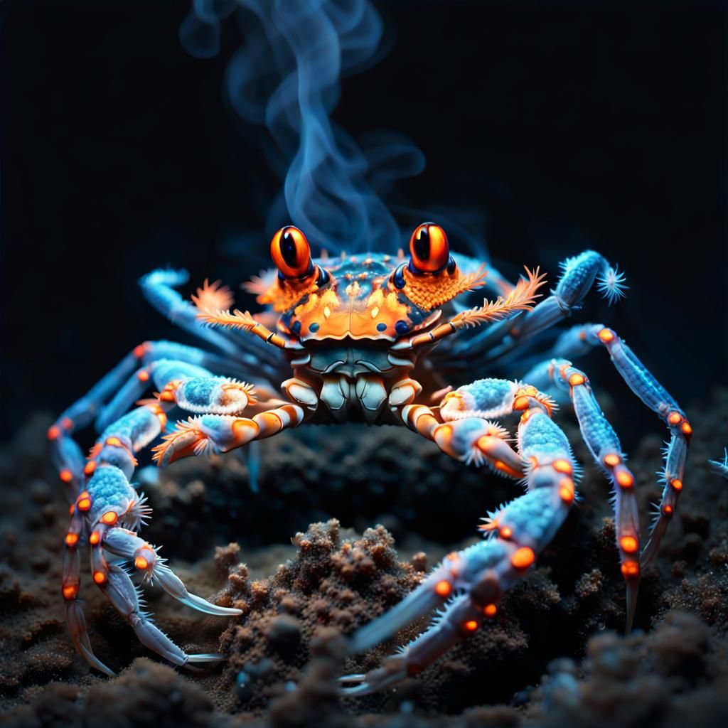 Bioluminescent X-Ray Crab in Dark Fantasy Style