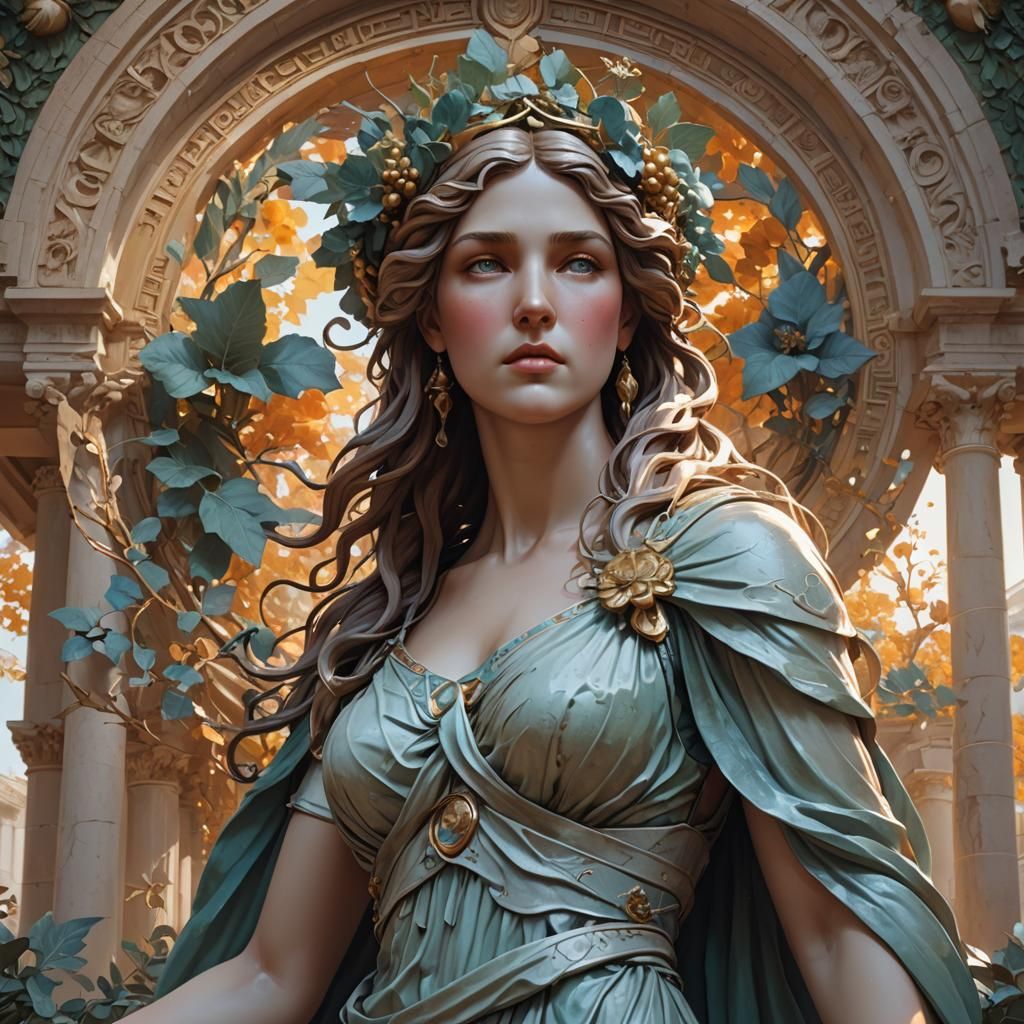 Persephone, Greek Goddess of Seasons, Detailed Portrait