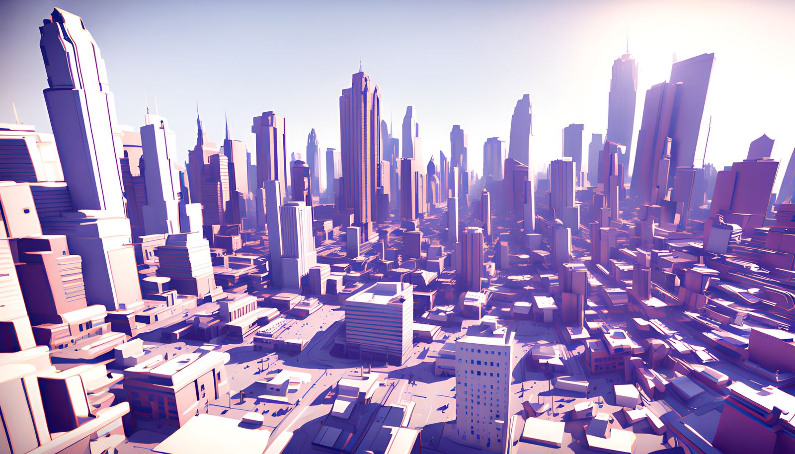 Futuristic City Rendered in 3D with Advanced Shading