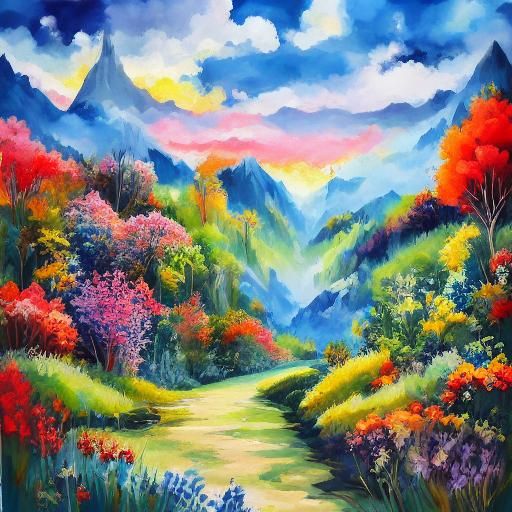 Happy Puppy Landscape Illustration