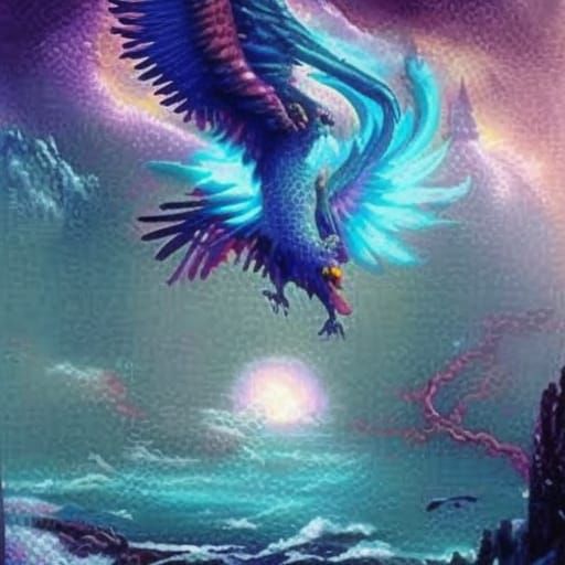 Ethereal Black Phoenix in Hyperdetailed Fantasy Art