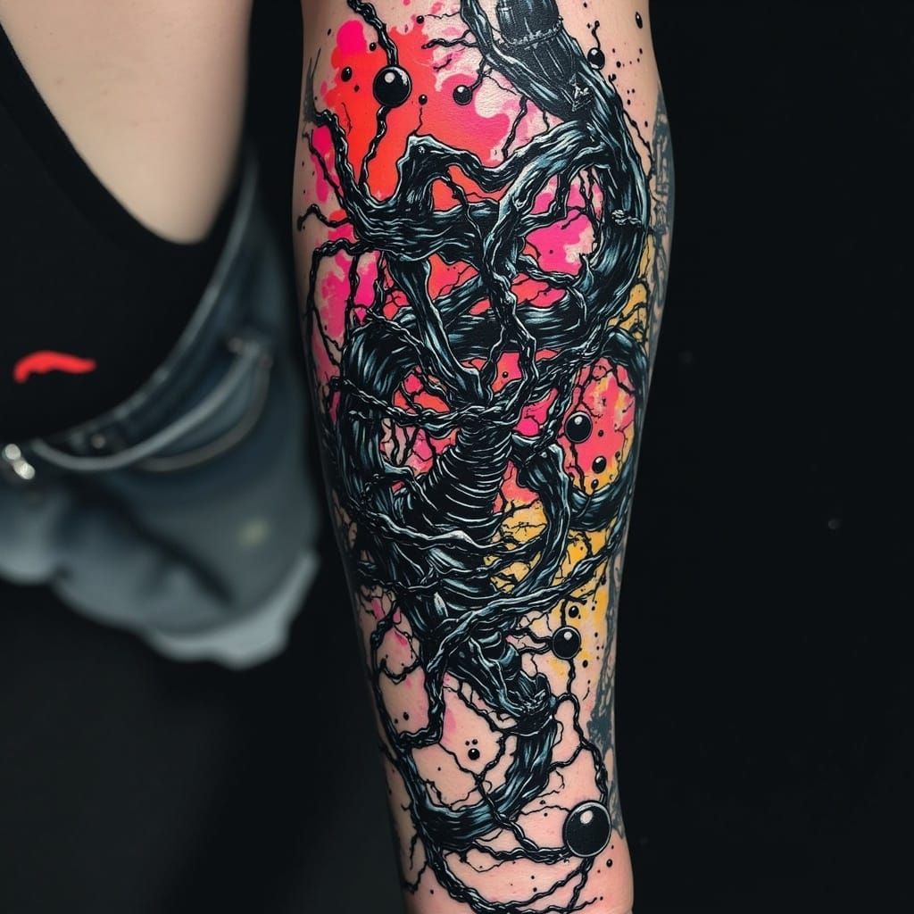 Biomechanical Tattoo Art: DNA and Scientific Symbols