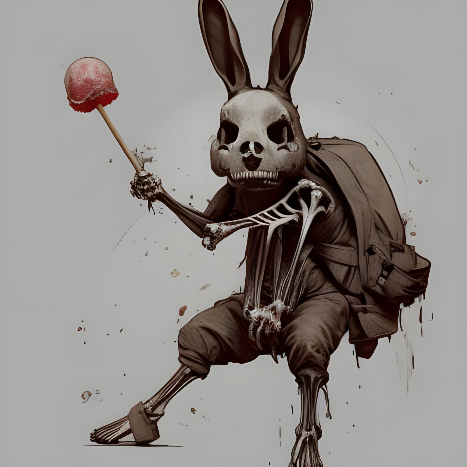 Bunny with Skull Lollipop, Hyperdetailed Concept Art