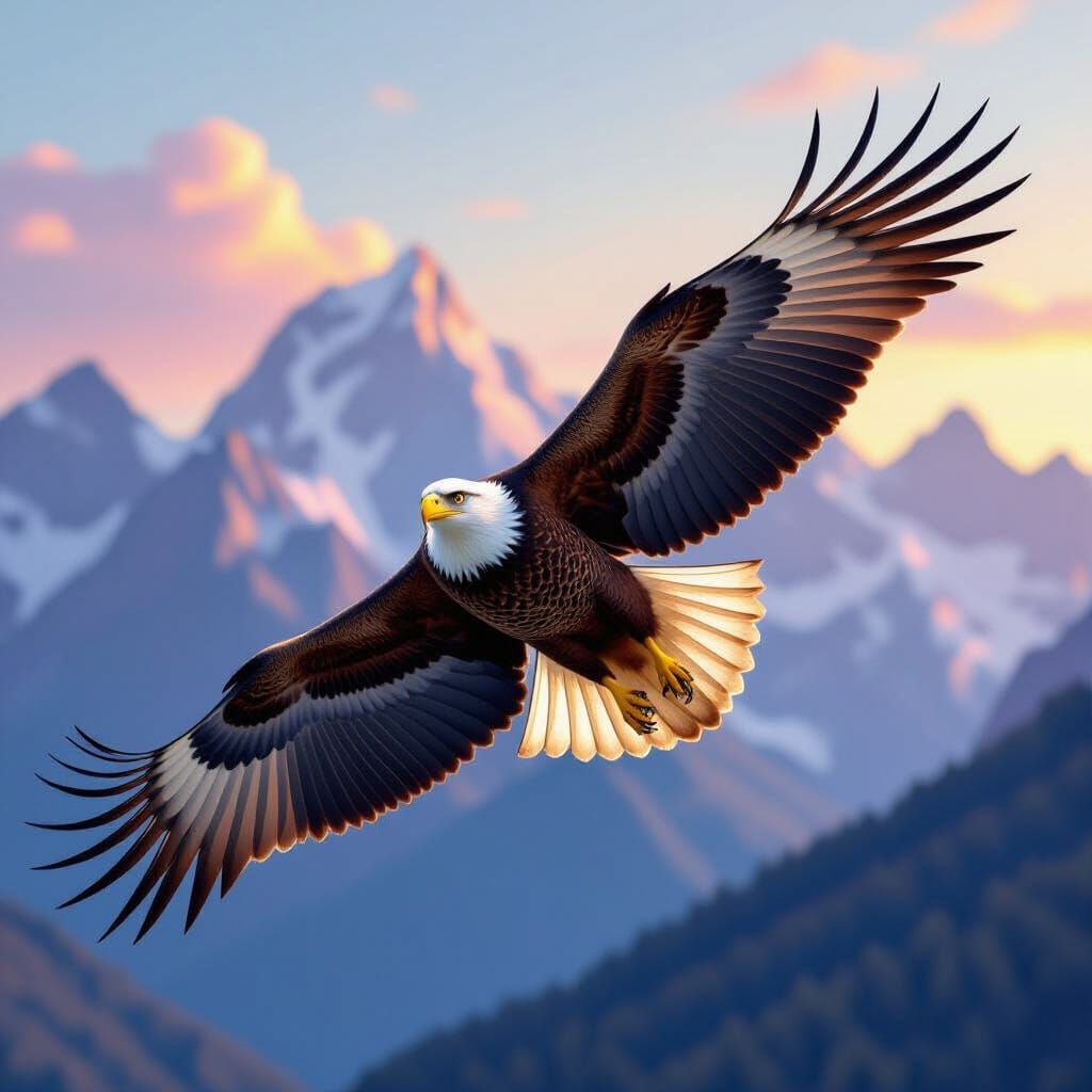 Golden Eagle Soaring: Photorealistic Digital Art