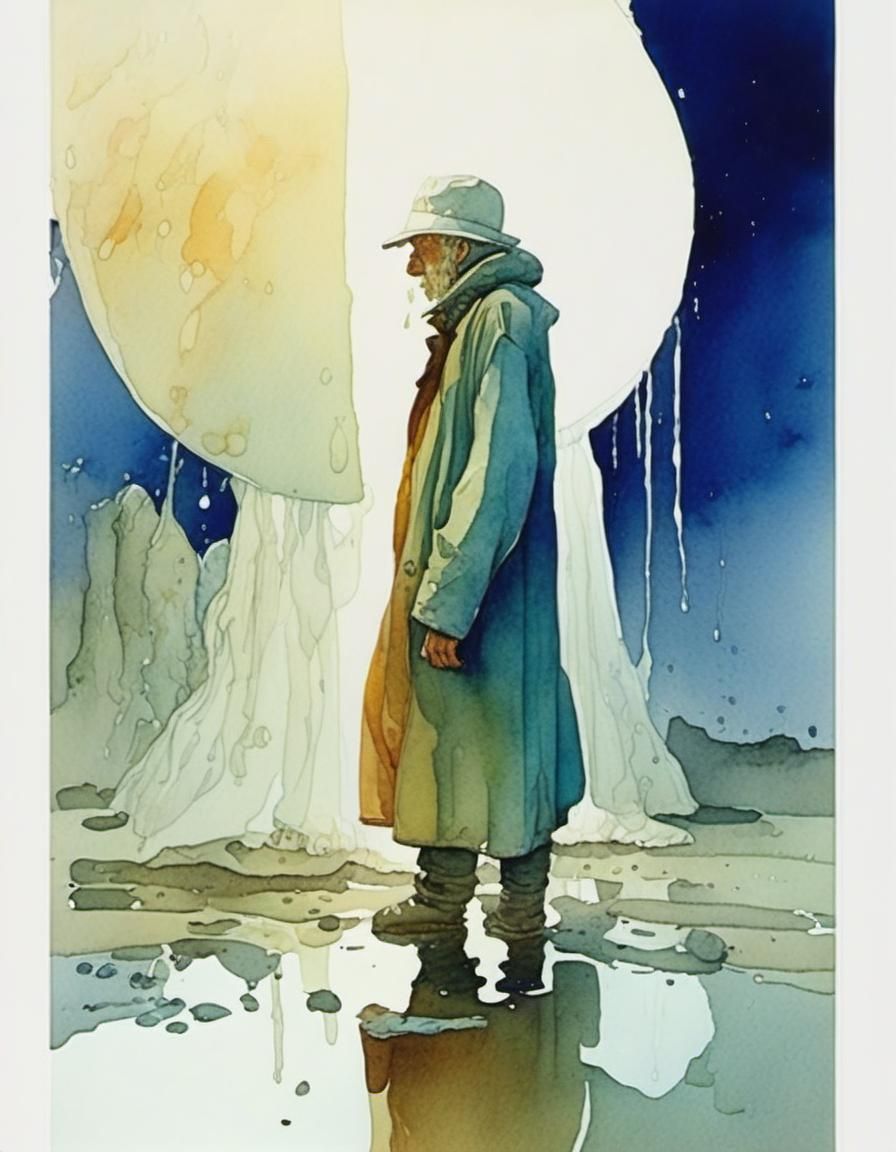 Figures Dancing in Watercolor Wet Wash Style