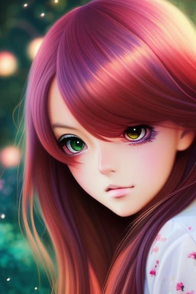 Ruby Haired Girl: A Ghibli-Inspired Digital Illustration