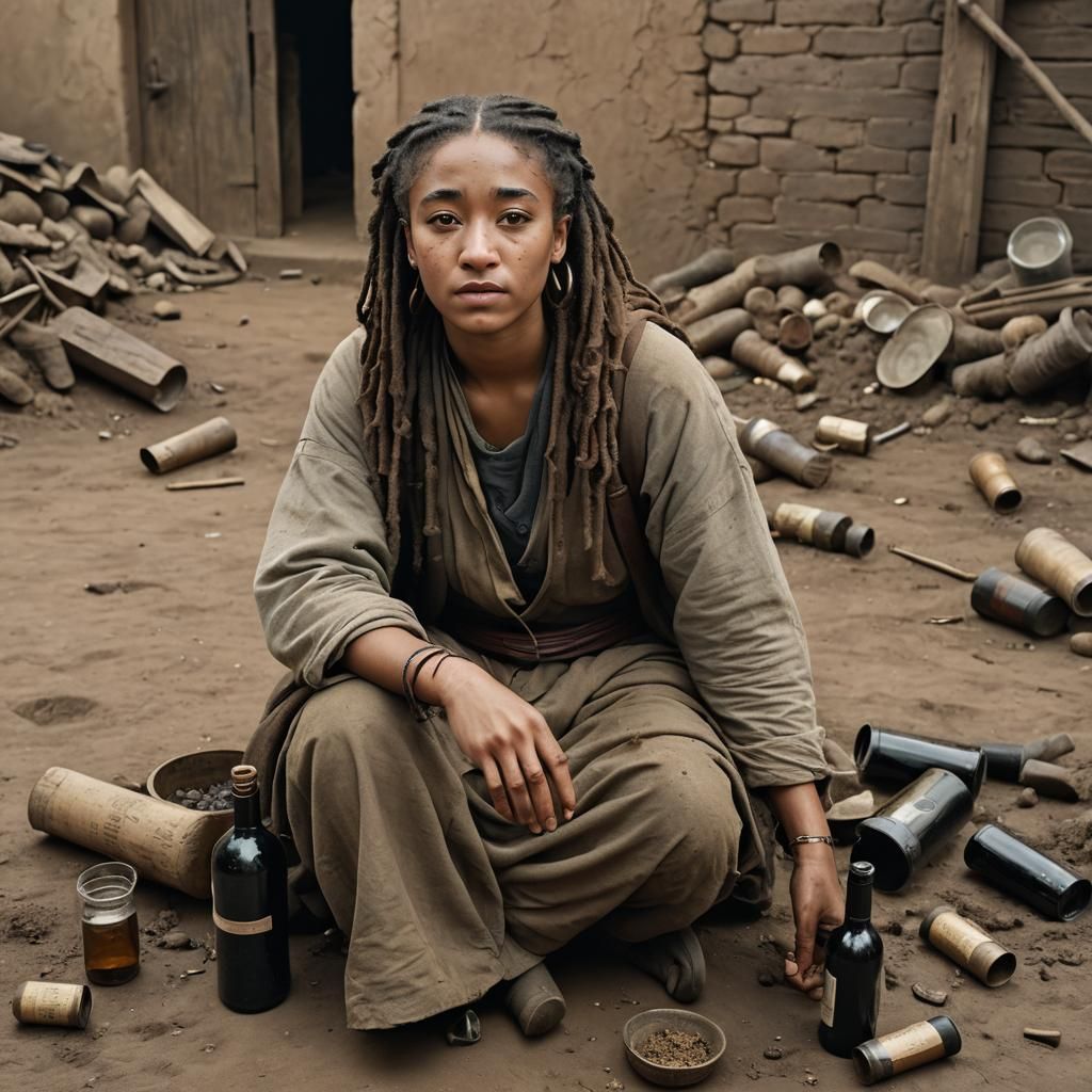 Amandla Stenberg as a Beggar Woman: Realistic Portrait