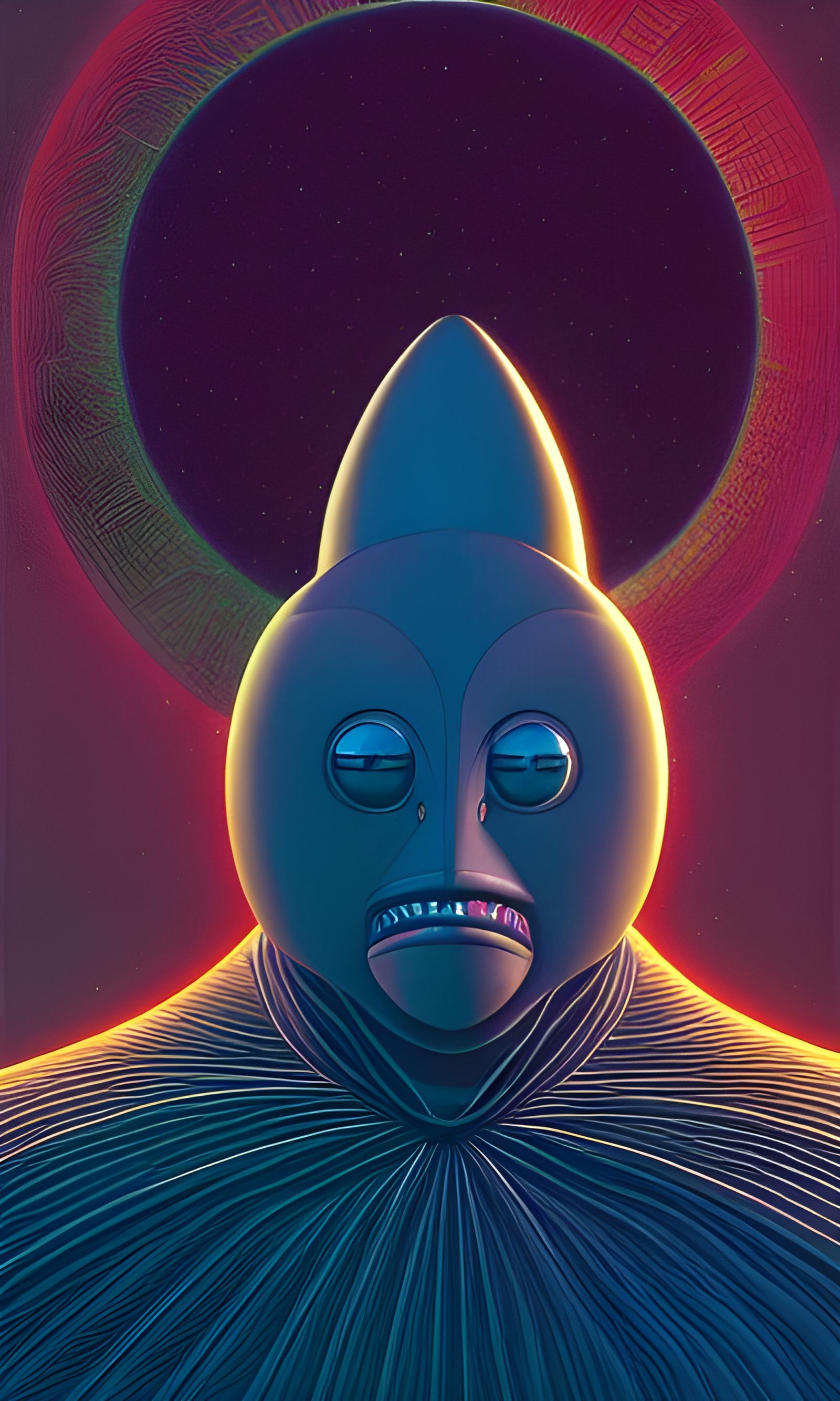 Majestic Alien King Portrait in a Colorful Style